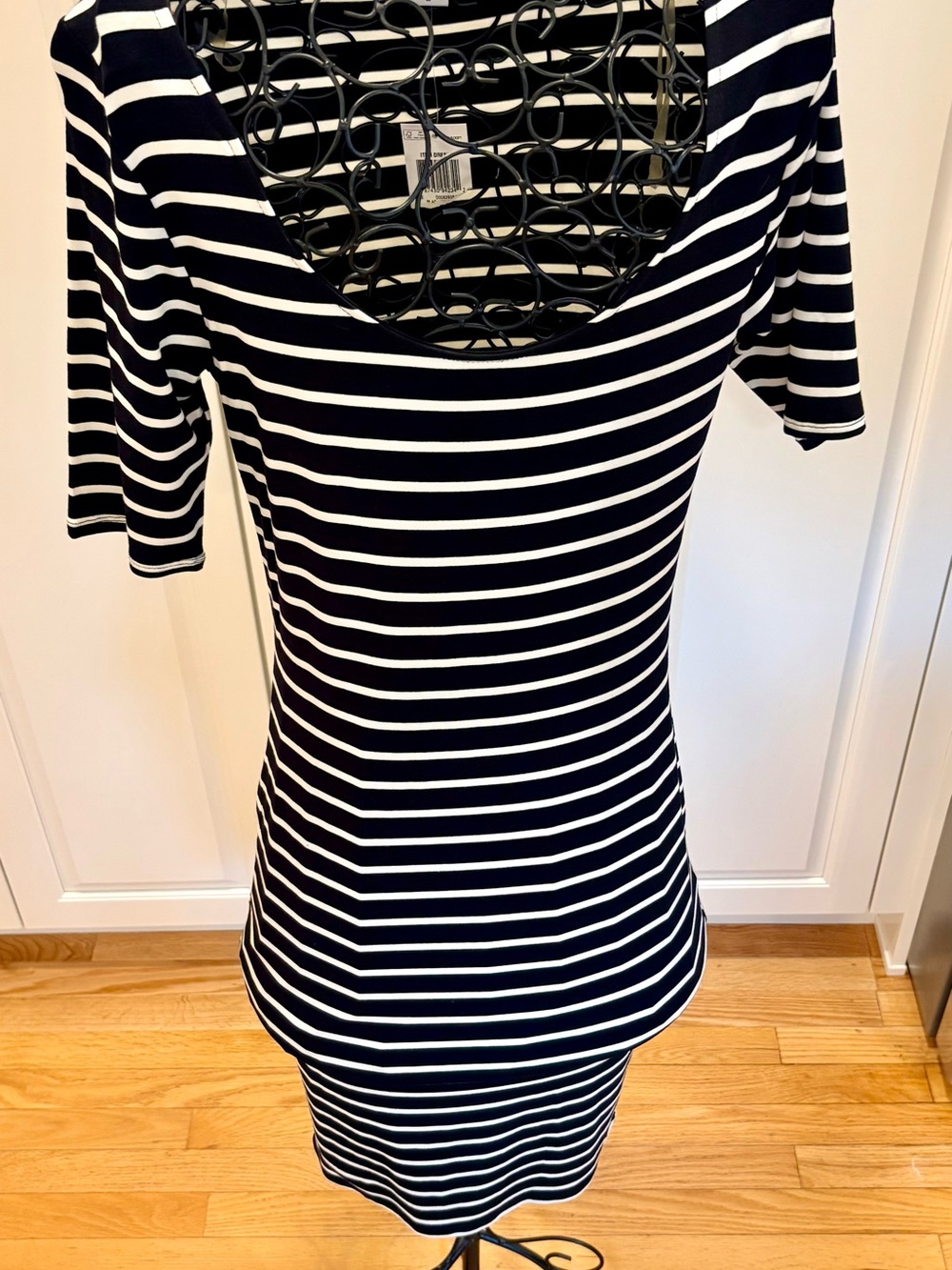 Striped Scoop Neck Women’s maxi dress in Black and White